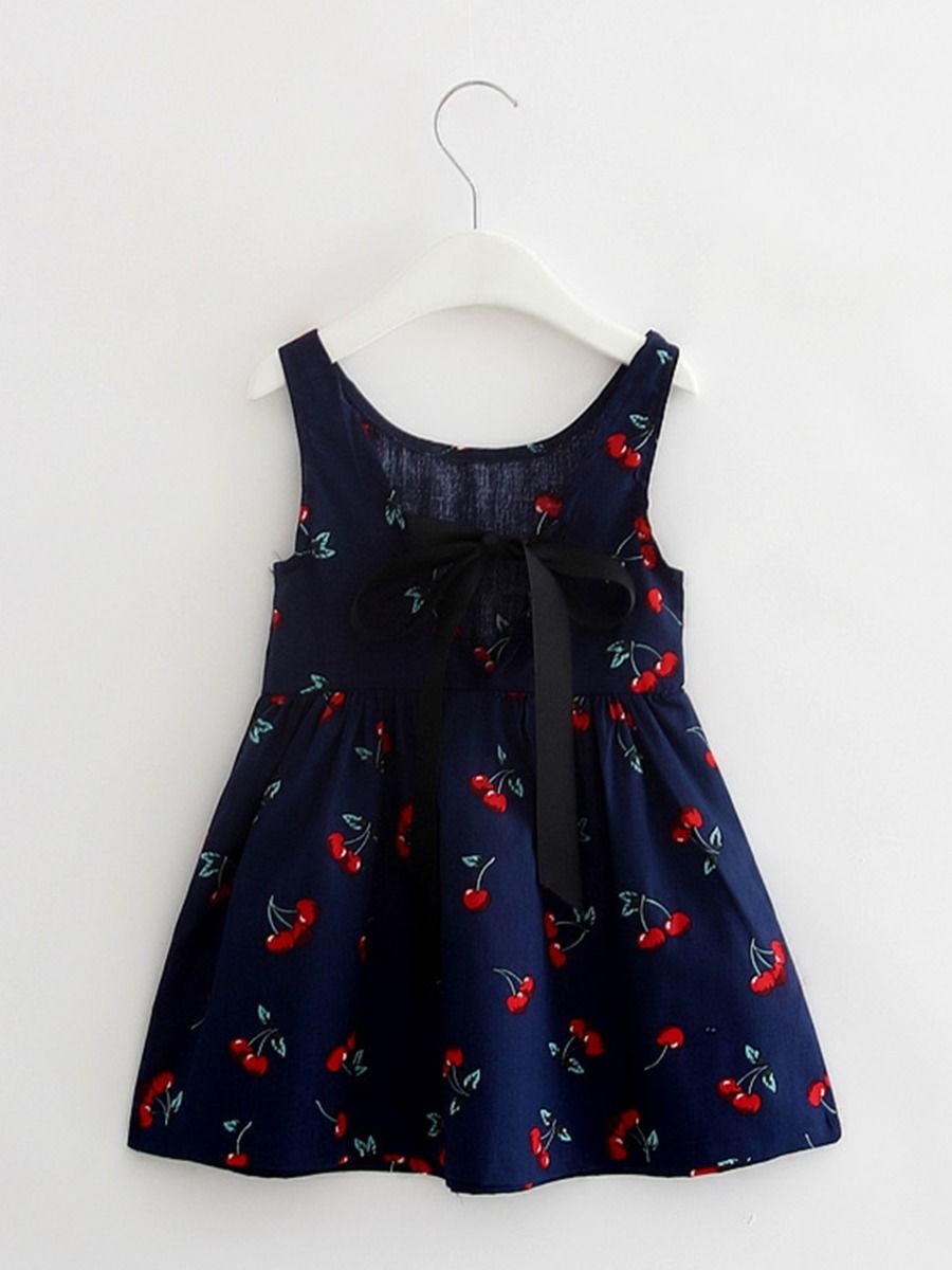 Toddler Girl Cherry Print Sleeveless Dress	