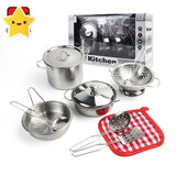 Pretend Play Steel Kitchen Set Girls Toys - Cooking Pot, Pan	