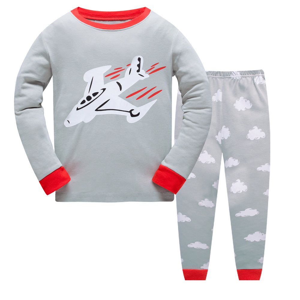 100% Cotton Kids Pajama Set 2 Pack- Red & Gray