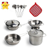 Pretend Play Steel Kitchen Set Girls Toys - Cooking Pot, Pan	