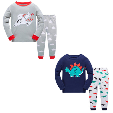 Cottons Kids Pajama Set 2 Pack - Dinosaur & AirPlane