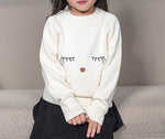 Little Girls 100% Cotton White Pullover Sweater