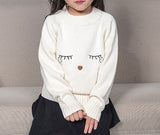 Little Girls 100% Cotton White Pullover Sweater