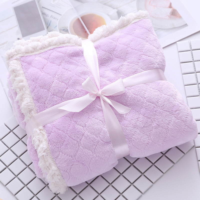 Comfortable Warm Soft Solid Coral Fleece Throw/Blanket for Toddlers