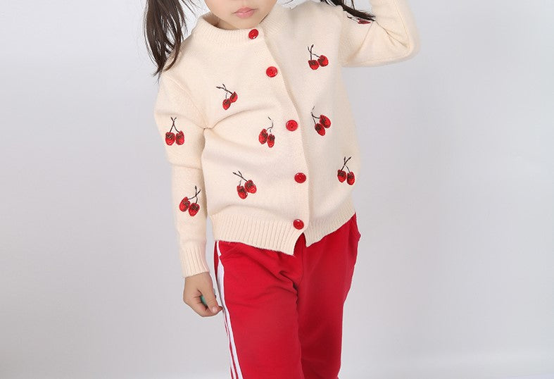 Little Girls Cherry Pattern Cardigan