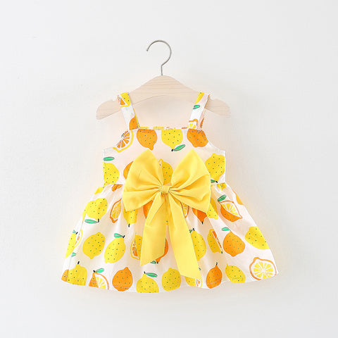 Infant & Toddler Girls Holiday Summer Lemon Cotton Cool Dress	