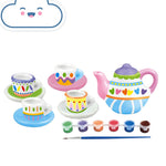 Pretend Play Ceramic Painting Tea Set DIY Toy for 3+ Ages	