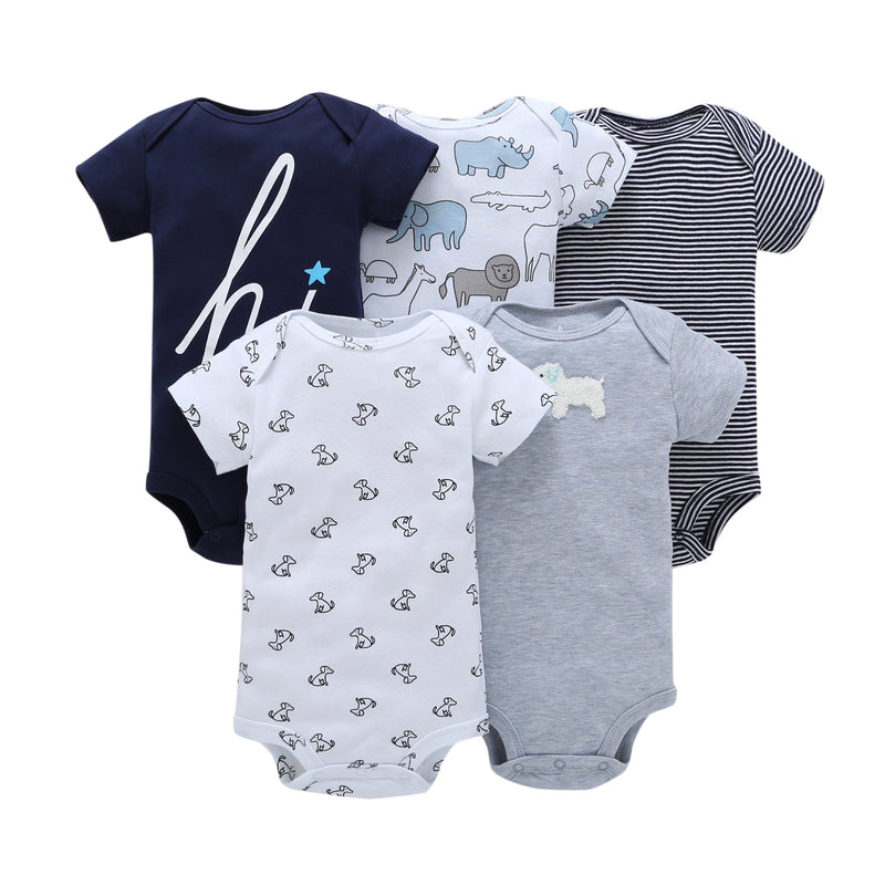FirstYawn Eco-Friendly 5-pack baby bodysuits - Soft Hues