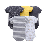 FirstYawn Eco-Friendly 5-pack baby bodysuits - Blue Gray Pattern