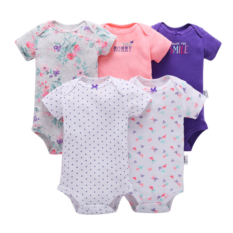 FirstYawn Eco-Friendly 5-pack baby bodysuits - Pink Hue