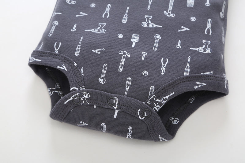 FirstYawn Eco-Friendly 5-pack baby bodysuits - Blue Gray Pattern