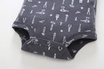 FirstYawn Eco-Friendly 5-pack baby bodysuits - Blue Gray Pattern
