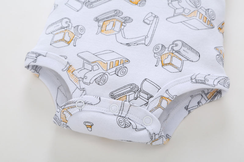 FirstYawn Eco-Friendly 5-pack baby bodysuits - Blue Gray Pattern