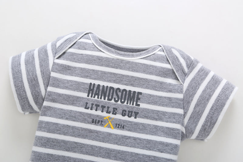 FirstYawn Eco-Friendly 5-pack baby bodysuits - Blue Gray Pattern