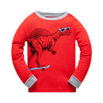 100% Cotton Kids Dinosaur Red Pajama Set