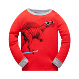 100% Cotton Kids Dinosaur Red Pajama Set