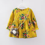 Infant & Toddler Girls Cute Yellow Floral Knee Length Dress