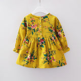 Infant & Toddler Girls Cute Yellow Floral Knee Length Dress