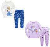 100% Cottons Kids Pajama Set 2 Pack - Blue & Purple