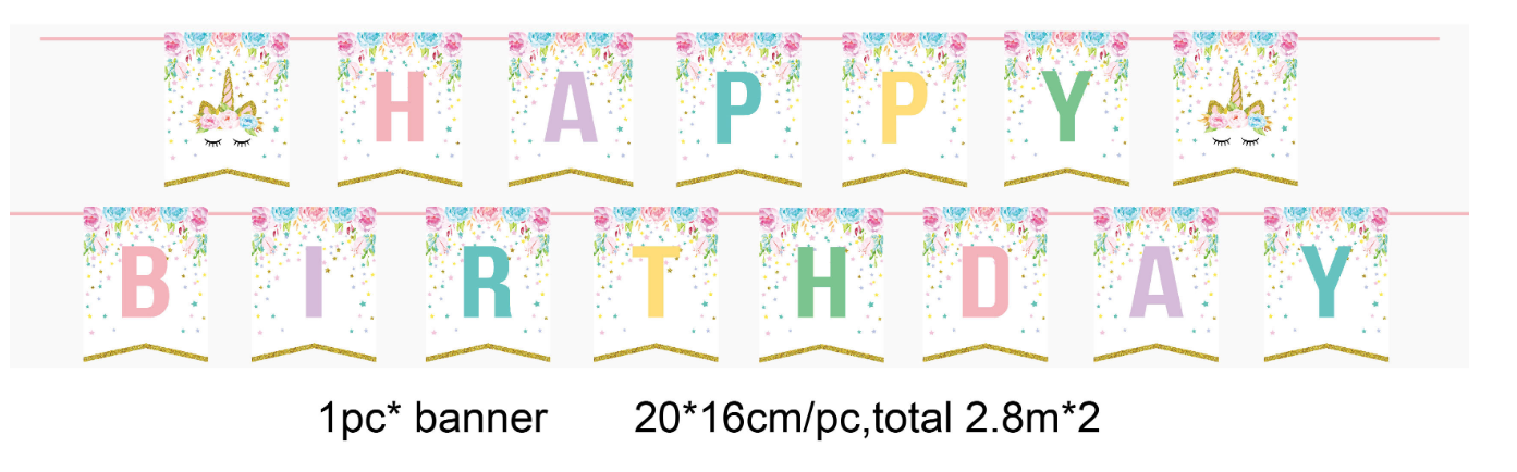 Unicorn Party Tableware Set Serves 32, 228 Piece