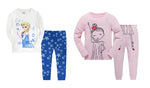 100% Cottons Kids Pajama Set 2 Pack - Pink & White